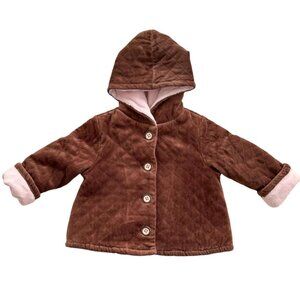 Gymboree Brown Quilted Plush Pink Fleece Lined Hooded Jacket Size 4T